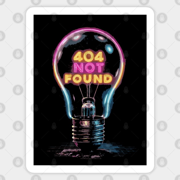 404 Idea Not Found - Colorful Funny Retro Light Bulb Sticker by TuncGK